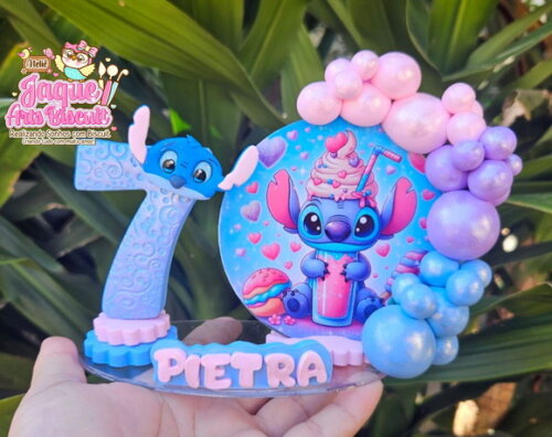 Vela/topo de Bolo Personalizada Biscuit Stitch