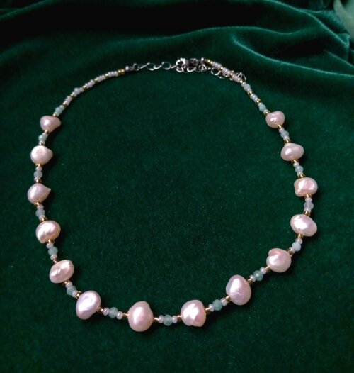 Gargantilha de Pérola com Amazonita