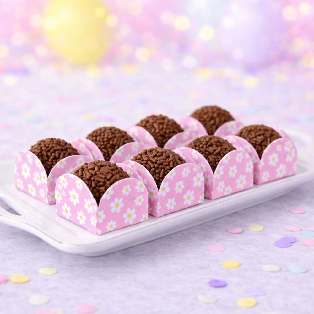 50 Forminhas para docinhos rosa floral