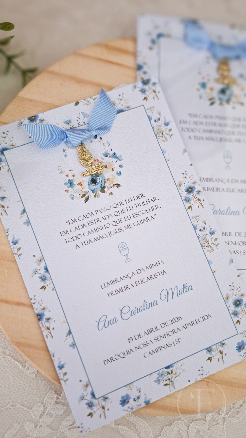 Santinho Classic | Floral Azul