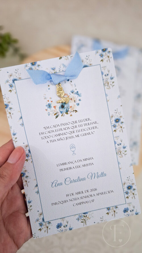 Santinho Classic | Floral Azul