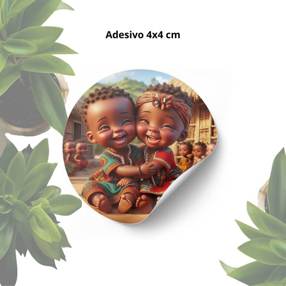 Adesivo Personalizado 4x4cm - Lembrancinha Casal de Erês