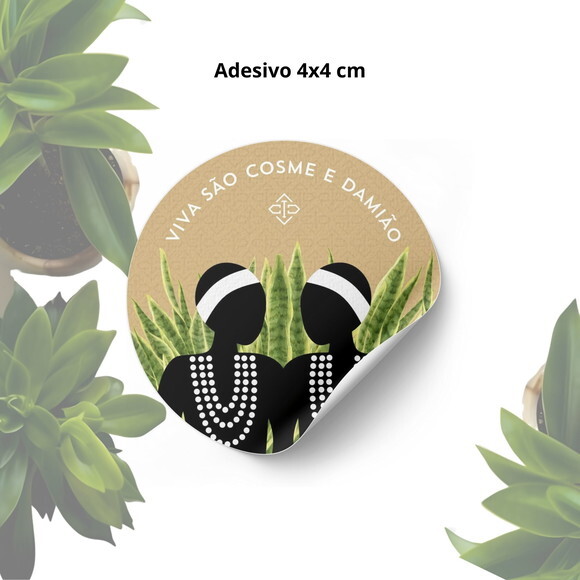 Adesivo Personalizado 4x4cm - Lembrancinha Cosme e Damião