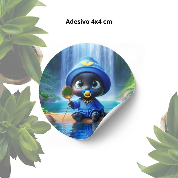 Adesivo Personalizado 4x4cm - Lembrancinha Erê de Logun Edé