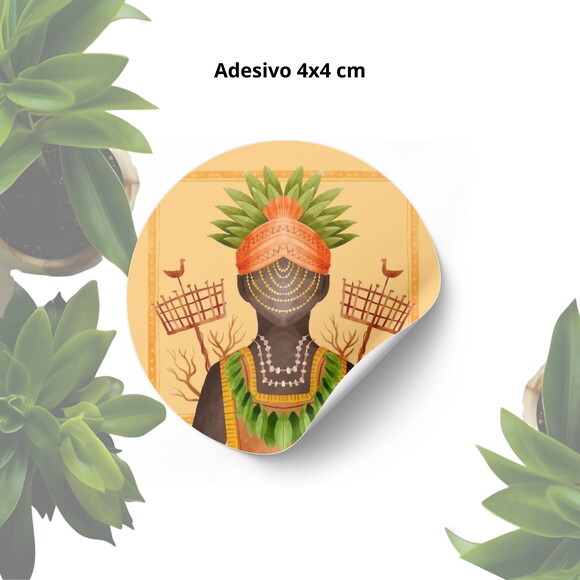 Adesivo Personalizado 4x4cm - Lembrancinha Orixá Ossain