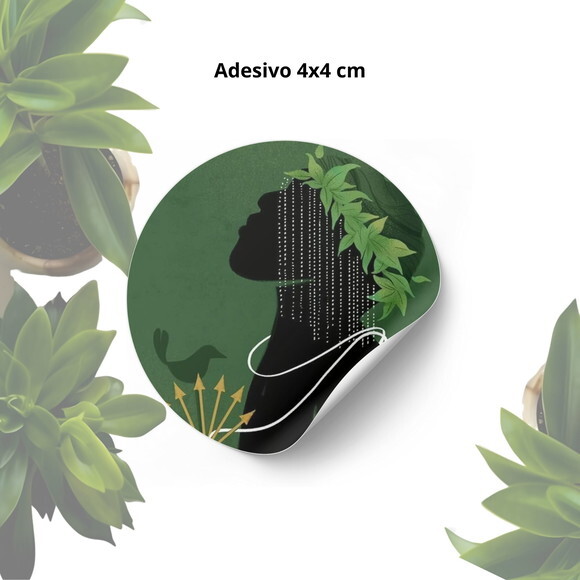Adesivo Personalizado 4x4cm - Lembrancinha Orixá Ossain