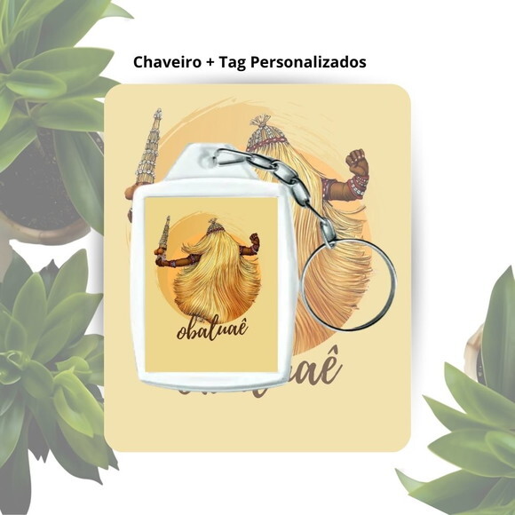 Chaveiro com Tag Personalizado - Lembrancinha Orixá Obaluaê