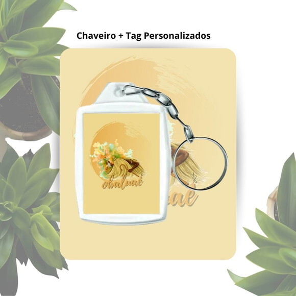 Chaveiro com Tag Personalizado - Lembrancinha Orixá Obaluaê