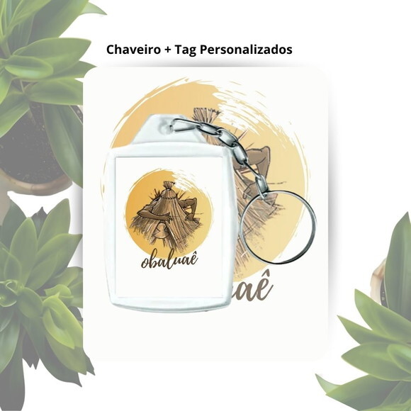 Chaveiro com Tag Personalizado - Lembrancinha Orixá Obaluaê