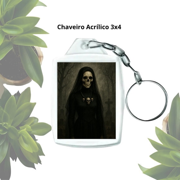 Chaveiro Personalizado 3x4 Acrílico - Pomba Gira Caveira