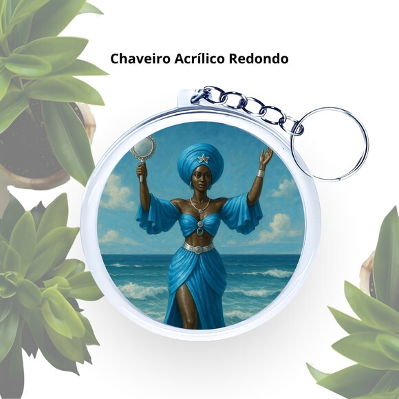 Chaveiro Personalizado Redondo de Acrílico - Orixá Iemanjá
