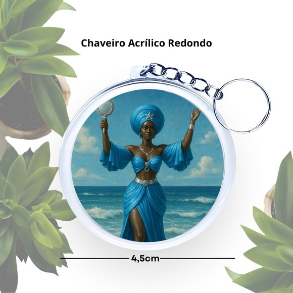 Chaveiro Personalizado Redondo de Acrílico - Orixá Iemanjá