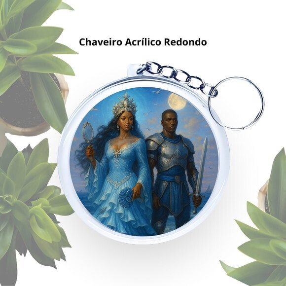 Chaveiro Personalizado Redondo de Acrílico - Iemanjá e Ogum