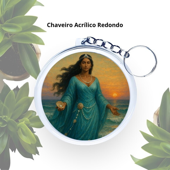 Chaveiro Personalizado Redondo de Acrílico - Orixá Iemanjá