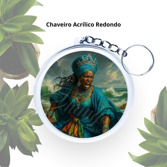 Chaveiro Personalizado Redondo de Acrílico - Orixá Iemanjá
