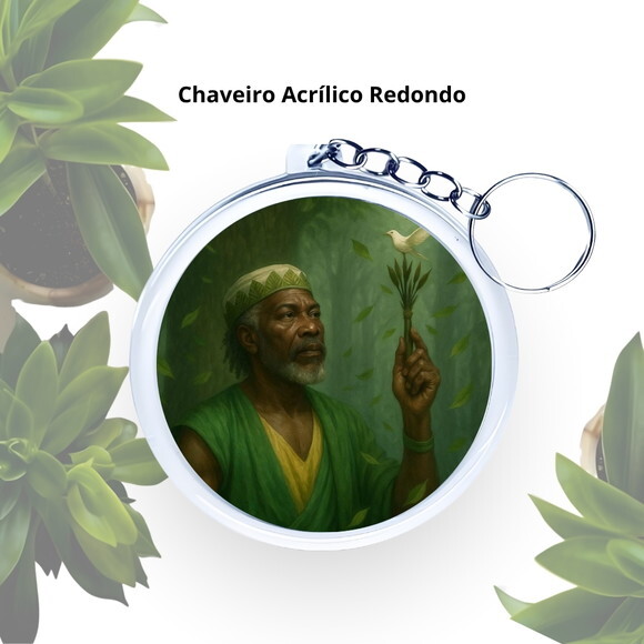 Chaveiro Personalizado Redondo de Acrílico - Orixá Ossaim