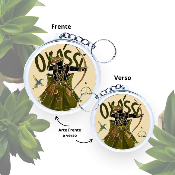 Chaveiro Personalizado Redondo de Acrílico - Orixá Oxóssi