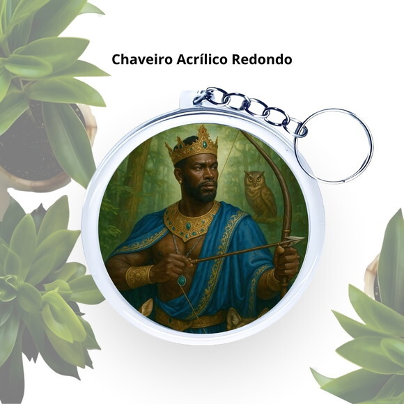 Chaveiro Personalizado Redondo de Acrílico - Orixá Oxóssi