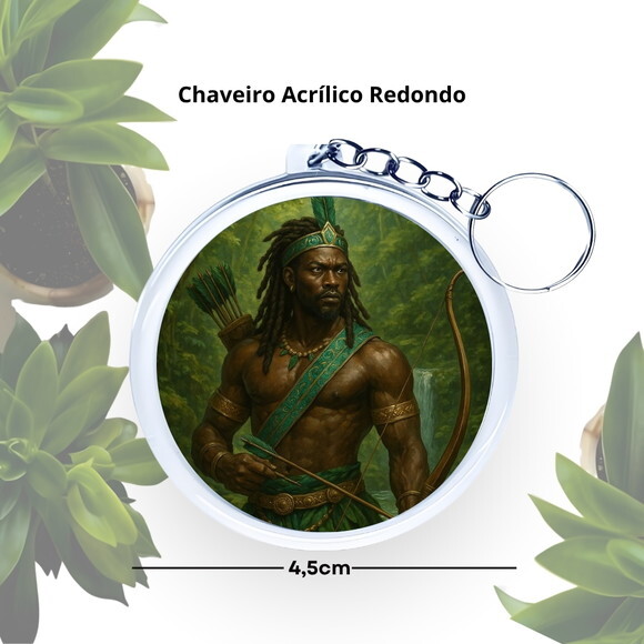 Chaveiro Personalizado Redondo de Acrílico - Orixá Oxóssi