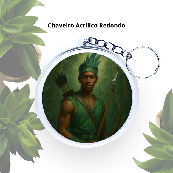 Chaveiro Personalizado Redondo de Acrílico - Orixá Oxóssi