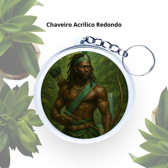 Chaveiro Personalizado Redondo de Acrílico - Orixá Oxóssi