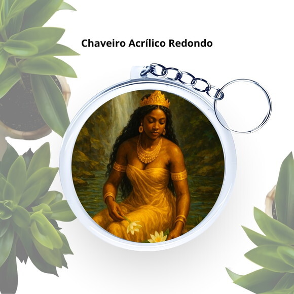 Chaveiro Personalizado Redondo de Acrílico - Orixá Oxum