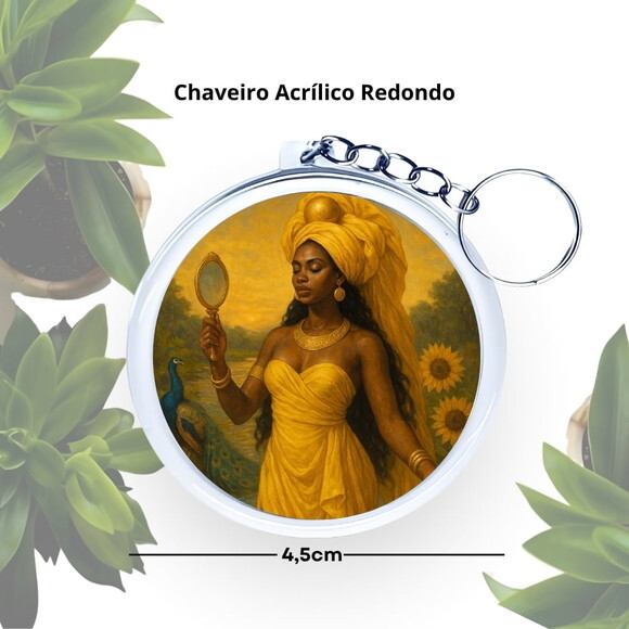 Chaveiro Personalizado Redondo de Acrílico - Orixá Oxum