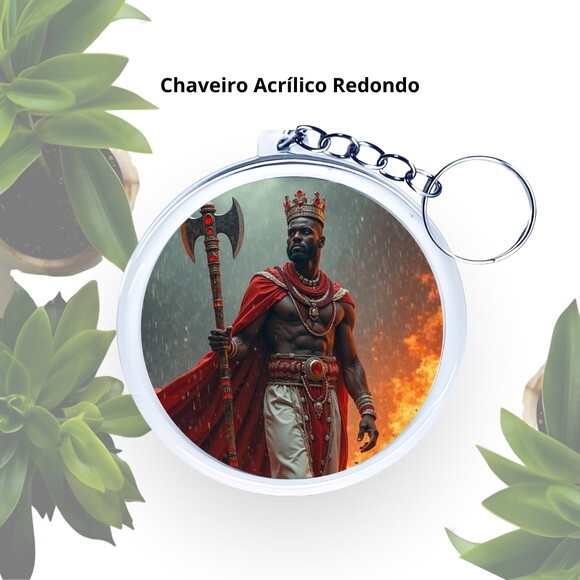 Chaveiro Personalizado Redondo de Acrílico - Orixá Xangô
