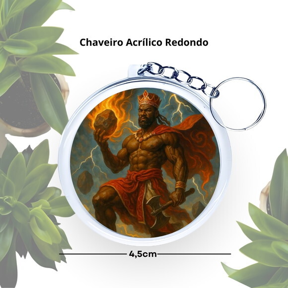 Chaveiro Personalizado Redondo de Acrílico - Orixá Xangô