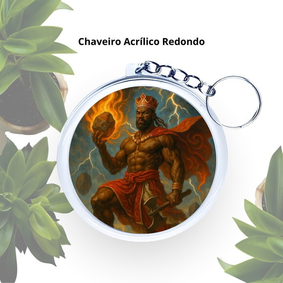Chaveiro Personalizado Redondo de Acrílico - Orixá Xangô