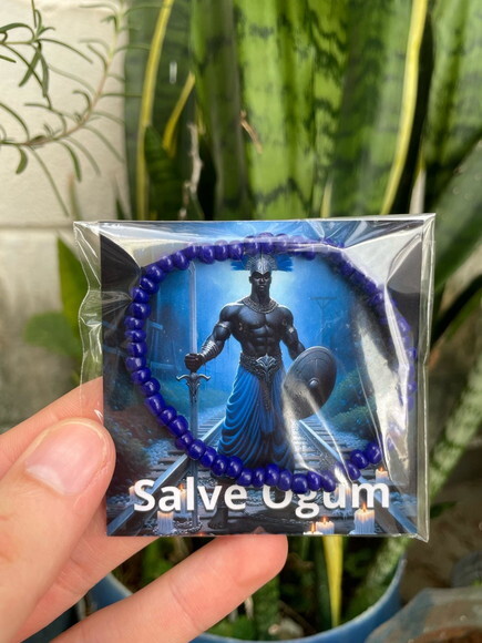 Lembrancinha Ogum Pulseira de Miçangas com Card
