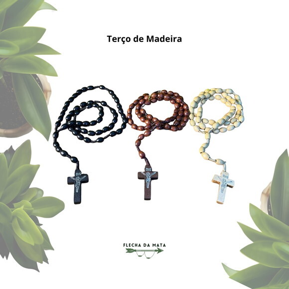 Terço de Madeira Várias Cores - Umbanda, Candomblé, Católico