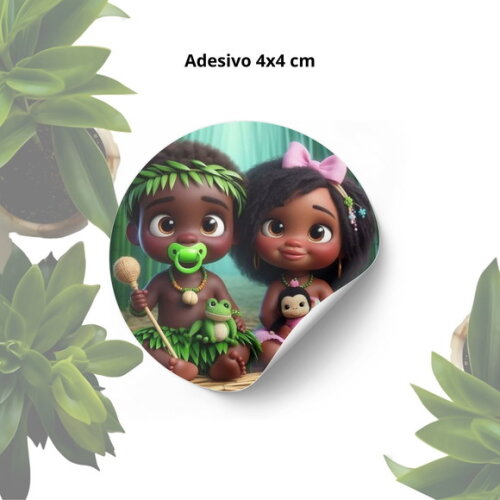 Adesivo Personalizado 4x4cm - Lembrancinha Casal de Erês