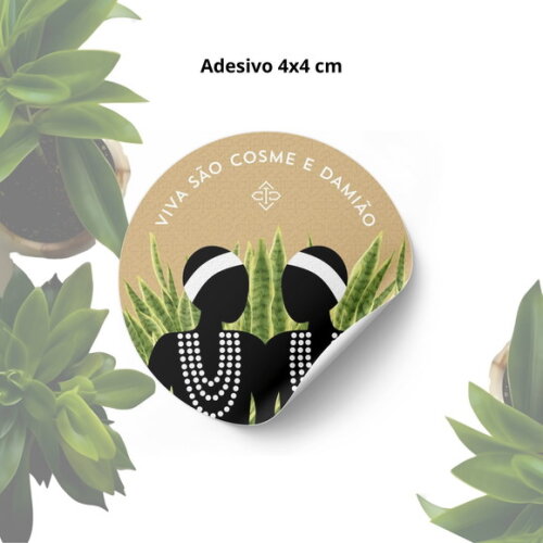 Adesivo Personalizado 4x4cm - Lembrancinha Cosme e Damião