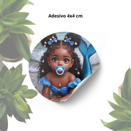 Adesivo Personalizado 4x4cm - Lembrancinha Erê de Iemanjá