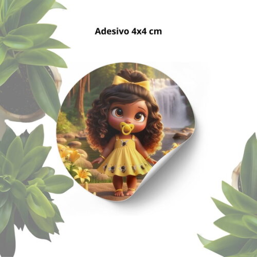 Adesivo Personalizado 4x4cm - Lembrancinha Erê de Oxum