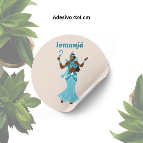 Adesivo Personalizado 4x4cm - Lembrancinha Orixá Iemanjá