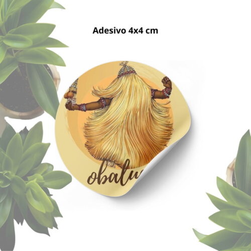 Adesivo Personalizado 4x4cm - Lembrancinha Orixá Obaluaê