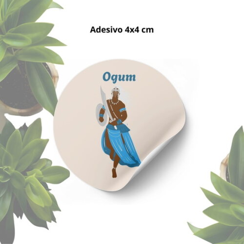 Adesivo Personalizado 4x4cm - Lembrancinha Orixá Ogum