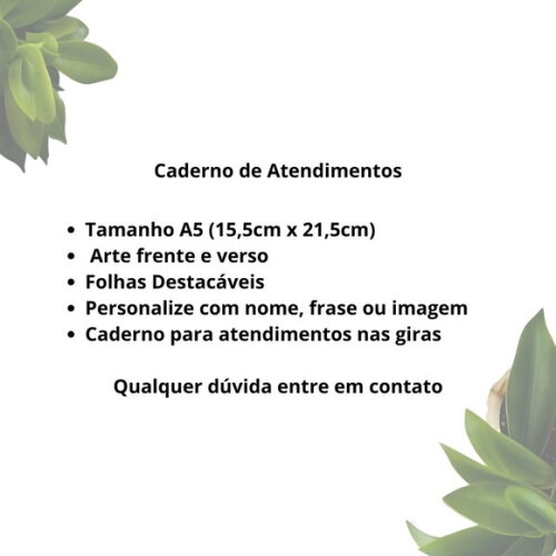Caderno de Giras Personalizado - Ficha de Atendimentos