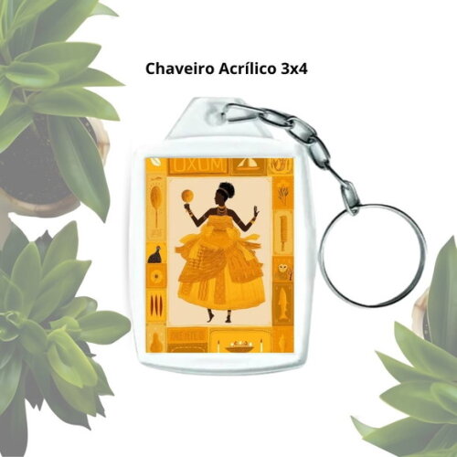 Chaveiro Acrílico 3x4 Personalizado - Orixá Oxum