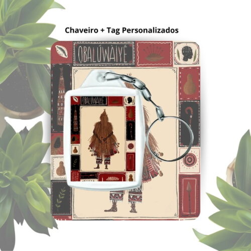 Chaveiro Acrílico com Tag Personalizado - Orixá Obaluaê