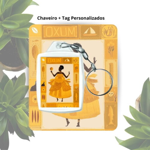 Chaveiro Acrílico com Tag Personalizado - Orixá Oxum