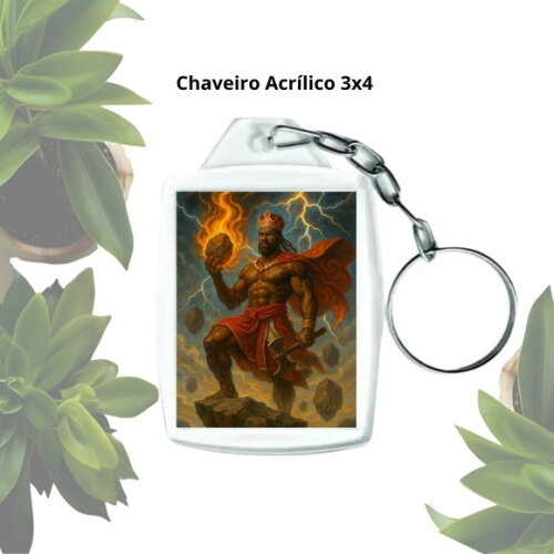 Chaveiro Personalizado 3x4 Acrílico - Orixá Xangô