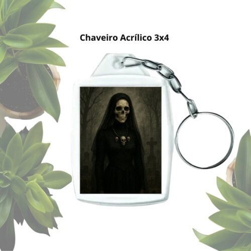 Chaveiro Personalizado 3x4 Acrílico - Pomba Gira Caveira