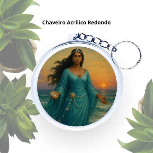 Chaveiro Personalizado Redondo de Acrílico - Orixá Iemanjá