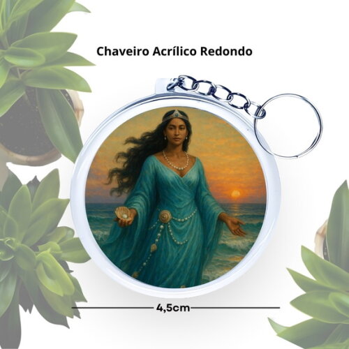 Chaveiro Personalizado Redondo de Acrílico - Orixá Iemanjá