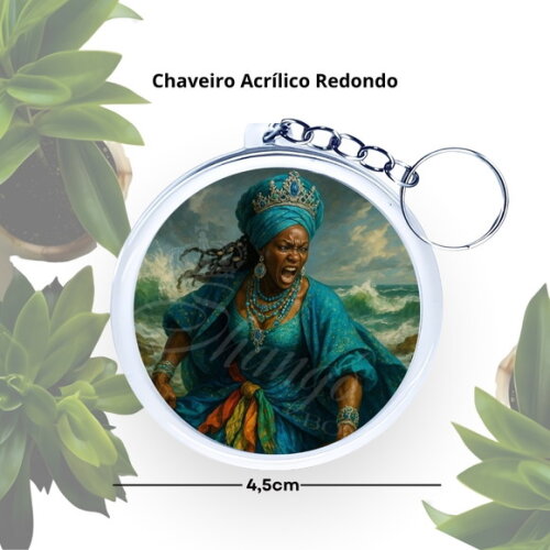 Chaveiro Personalizado Redondo de Acrílico - Orixá Iemanjá