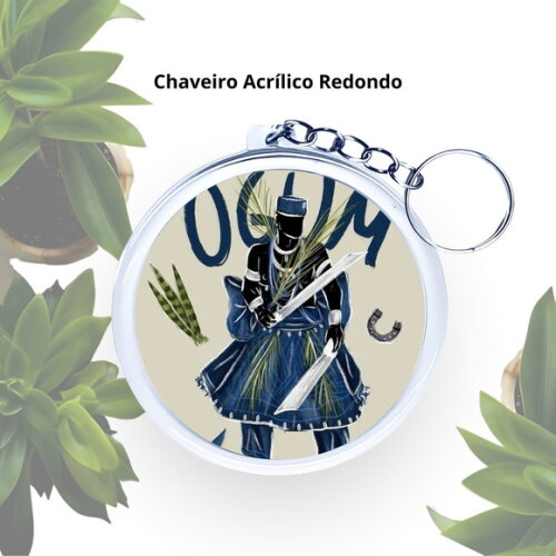 Chaveiro Personalizado Redondo de Acrílico - Orixá Ogum
