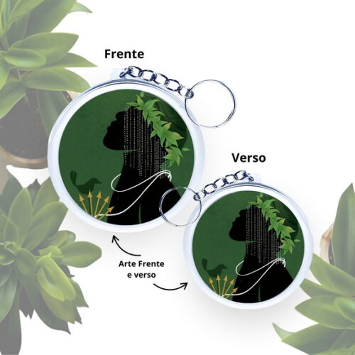 Chaveiro Personalizado Redondo de Acrílico - Orixá Ossaim